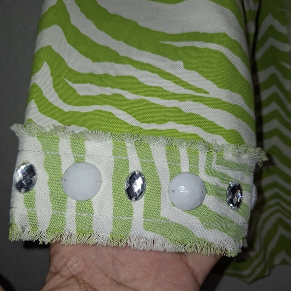 Berek  Green Zebra Print Blazer 100% Cotton Jacket Size 3XL - Picture 7 of 10